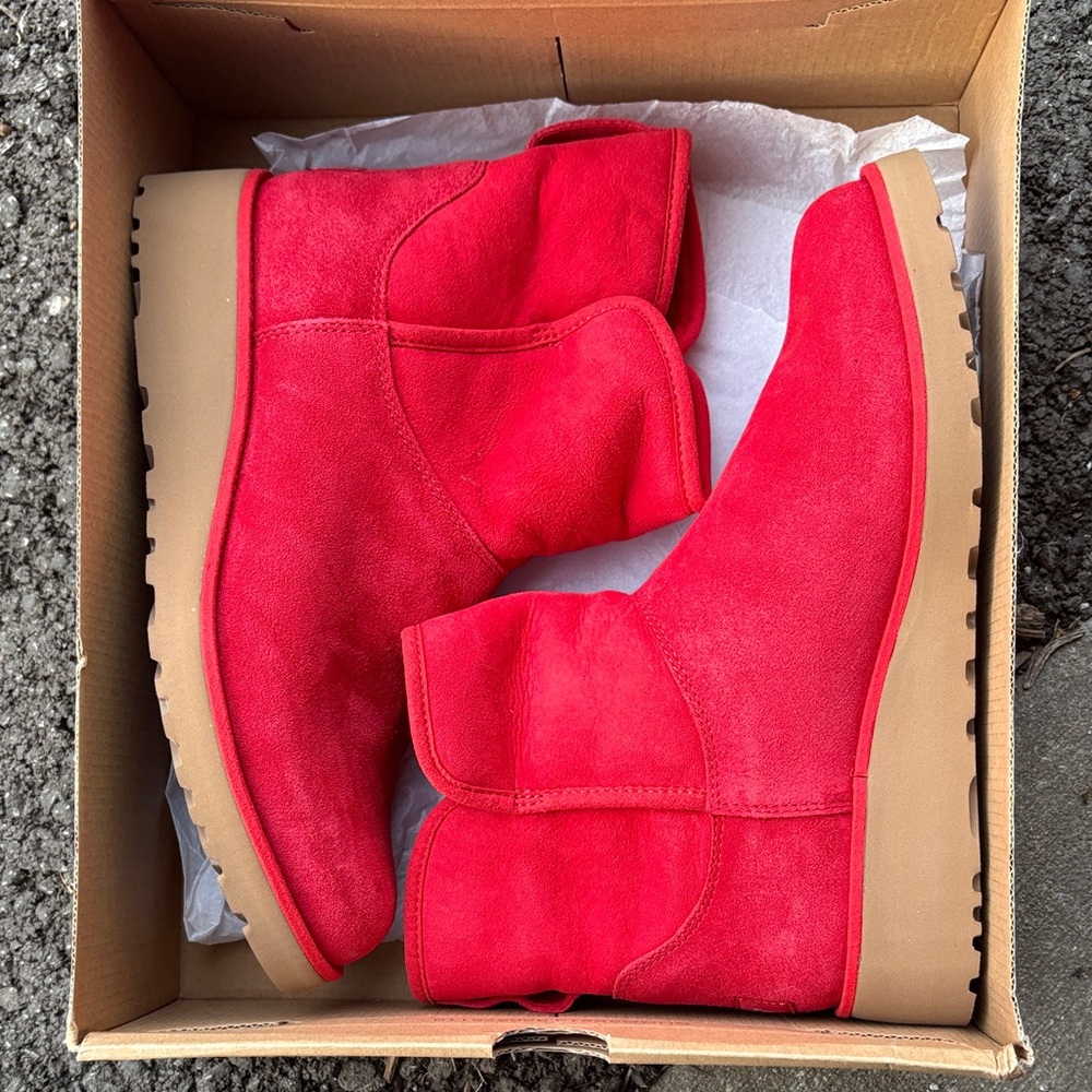 UGG Red Suede Ankle Booties
